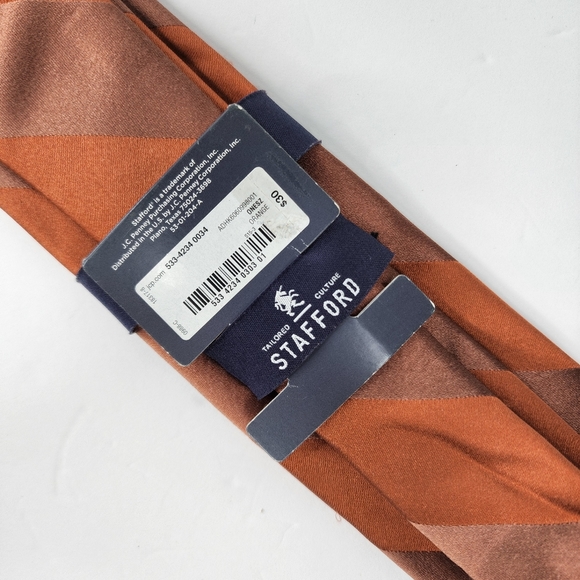 STAFFORD Orange Silk Tie. - Picture 3 of 6